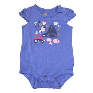 Carhartt Baby Girl Purple Farm Fresh Graphic Bodysuit 6M Short Sleeve Ruffle